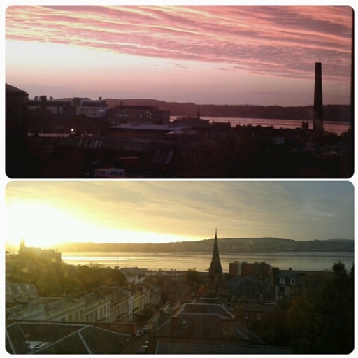 Sunrise views from the university building towards the river Tay