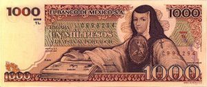 Juana Ines de la Cruz on a 1000 pesos bill