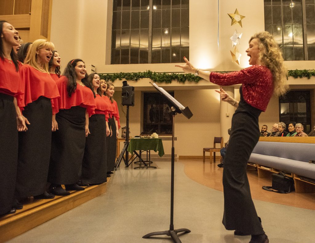 Choir director leading a choir