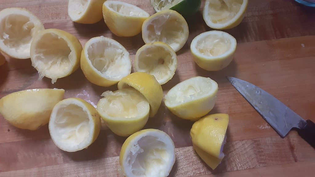 Photo of lemons that have been squeezed.